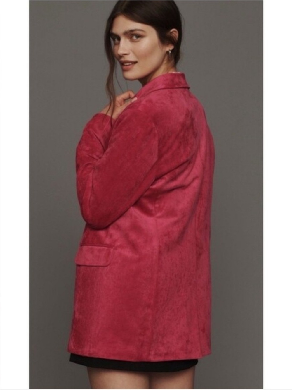 DOLAN Left Coast Red Suede-Look Boyfriend Lined Blazer Sz large